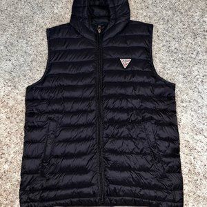 Guess - Black Puffer Vest w/ Hood - Large